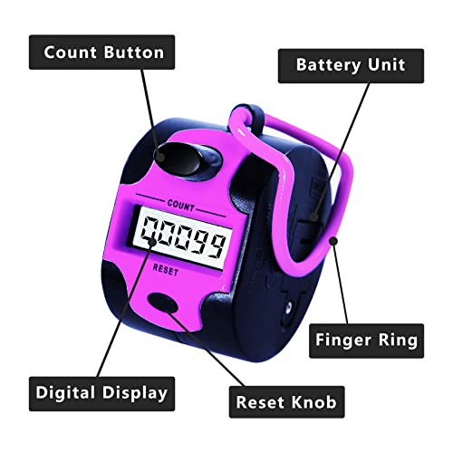 TESEAS Handy Counter Click Manual Digital clicker Stitch Tally Counters Pink Finger Mechanical Palm Handheld Pitch 5-Digit Electronic Display Click Number Counterfor Row, People, Golf,Crochet,Lap&Knitting - Image 4