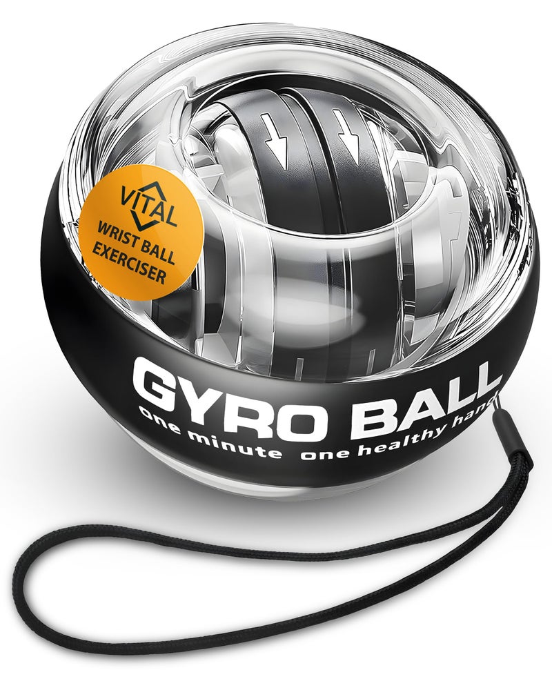 FREEZE2TRIM Vital Wrist Ball Exerciser Gyro Ball Hand Gyroscopic Wrist Strengthener & Forearm Trainer with Zinc Rotor Grip Strength Training, Wrist Exerciser & Arm Exercise Equipment (Clear Without LED Lights) - Image 1