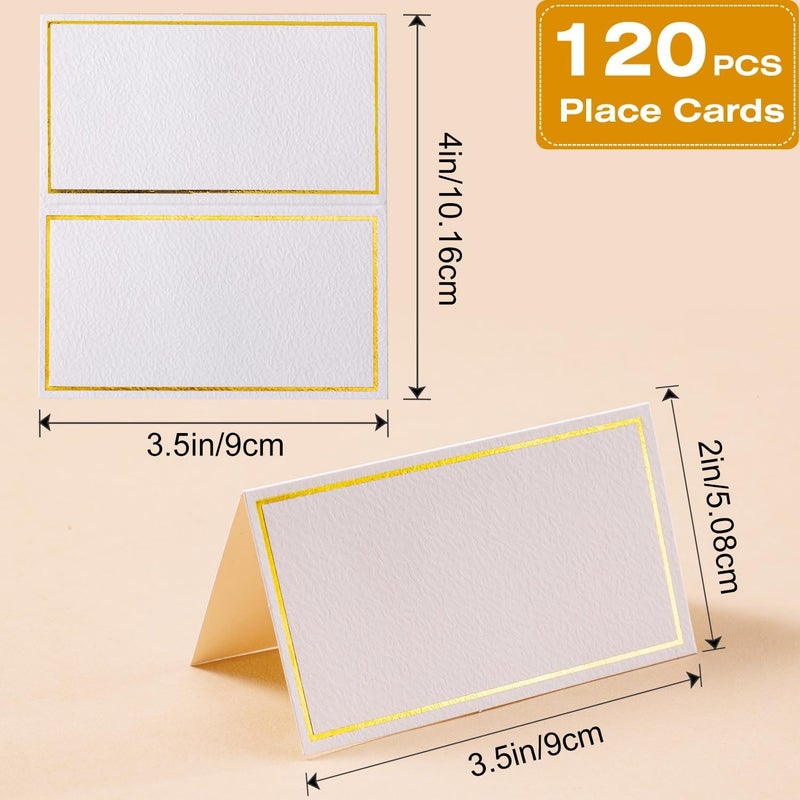 Toncoo 120Pcs Premium Place Cards, Small Table Cards with Gold Foil Border, 2" x 3.5" Tent Card, Escort Cards, Name Card, Wedding Place Cards for Wedding, Table, Dinner Parties, Seating Card - Image 2