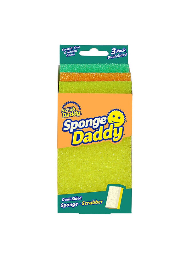 Scrub Daddy إسفنجة تنظيف متعددة الأغراض، إسفنجة مزدوجة الجوانب قوية، إسفنجة خالية من الخدوش للأطباق والمنزل، لينة في الماء الفاتر، قوية في الماء البارد، مقاومة للروائح، مجموعة من 3.  - Image 1