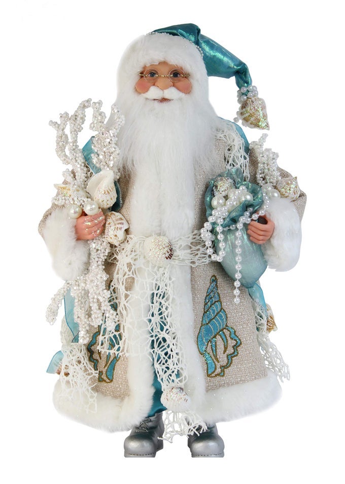 16 INCH STANDING AQUAMARINE SANTA CLAUS CHRISTMAS FIGURINE FIGURE DECORATION 168240