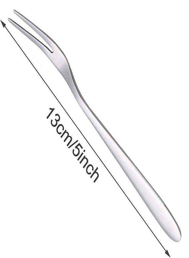 pepplo Crab Stainless Steel Forks,Escargot Forks 2 Prong Tasting Appetizer Forks Portable Cocktail Salad Fruit Forks for Party Travel Mini Forks(Silver, Set of 10) - Image 2