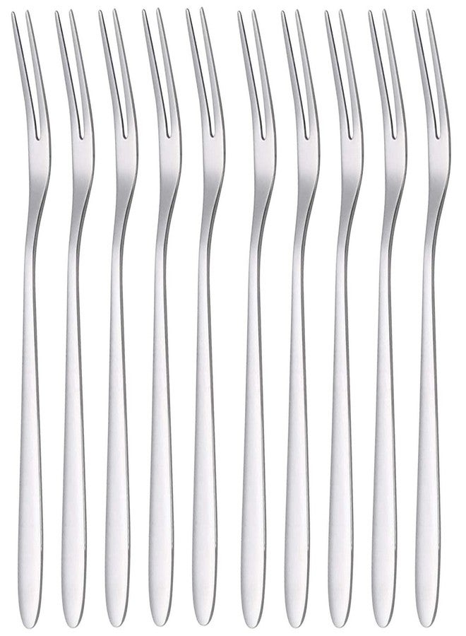 pepplo Crab Stainless Steel Forks,Escargot Forks 2 Prong Tasting Appetizer Forks Portable Cocktail Salad Fruit Forks for Party Travel Mini Forks(Silver, Set of 10) - Image 1