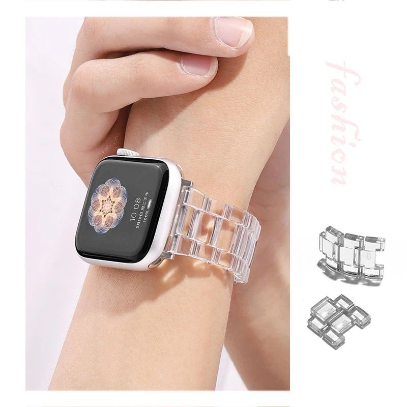 Y&D Luxury Transparent Resin Watch Strap Band for Apple Watch Series 8/7/6/5/4 – Replace the Watch Strap for 40mm 38mm 45mm 41mm 44mm 42mm iWatch - Image 4
