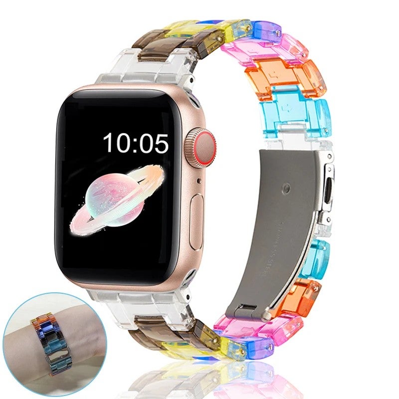 Y&D Luxury Transparent Resin Watch Strap Band for Apple Watch Series 8/7/6/5/4 – Replace the Watch Strap for 40mm 38mm 45mm 41mm 44mm 42mm iWatch - Image 5