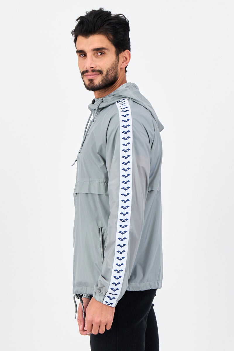 arena Men Brand Logo Windbreaker Jacket, Grey - Image 2