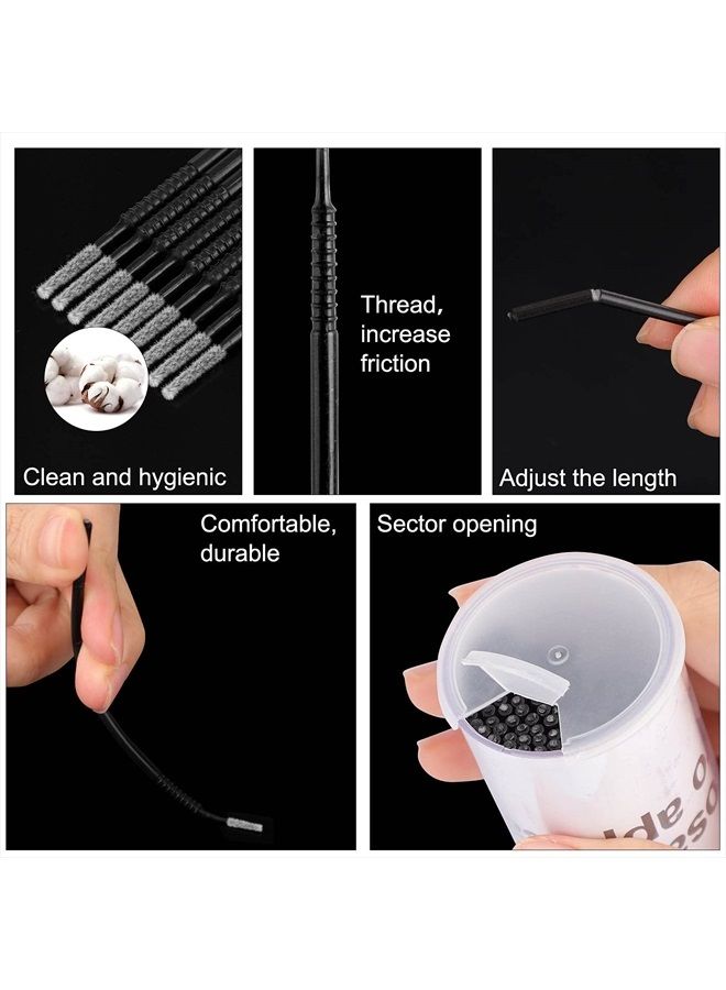 Dming 200PCS Micro Applicators Brushes Mini Cotton Swabs Remove Grafted Eyelash Glue Dedicated Brush Disposable Microswabs for Eyelash Extensions Make up and Lash Clean and Personal Care (Black) - Image 3