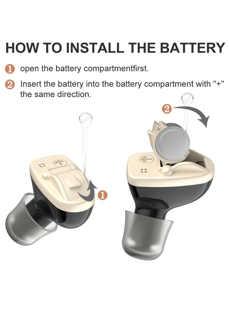 Mini Invisible Hearing-aid Sound Amplifier Volume Adjustable Ear Hearing Assistant Helper for Elderly Hearing Loss People Skin Black - Image 2