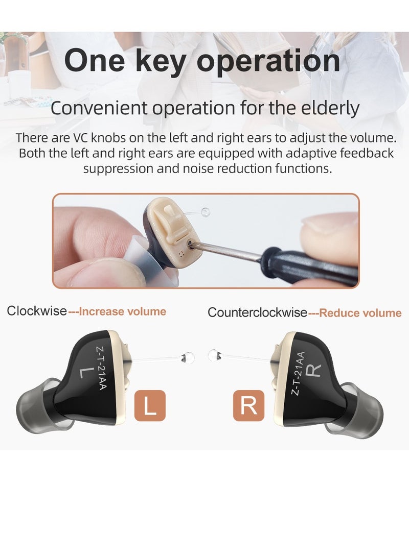 Mini Invisible Hearing-aid Sound Amplifier Volume Adjustable Ear Hearing Assistant Helper for Elderly Hearing Loss People Skin Black - Image 4