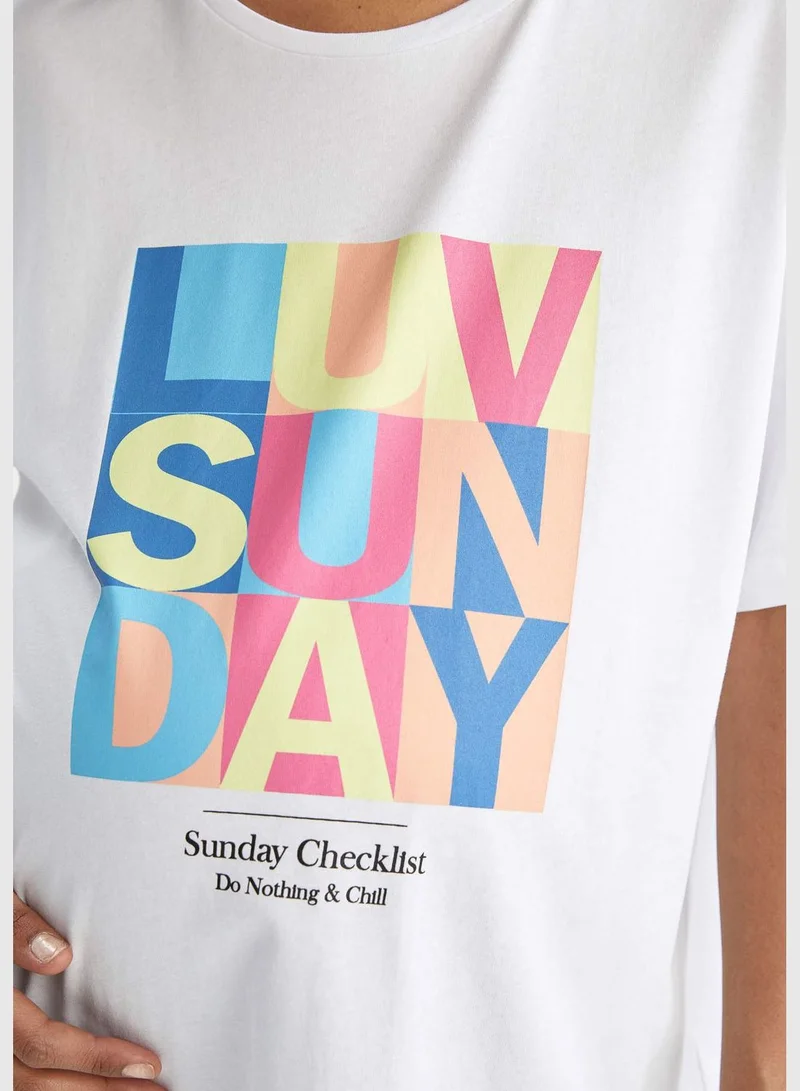 DeFacto Regular Fit Short Sleeve Slogan Print Maternity T-Shirt