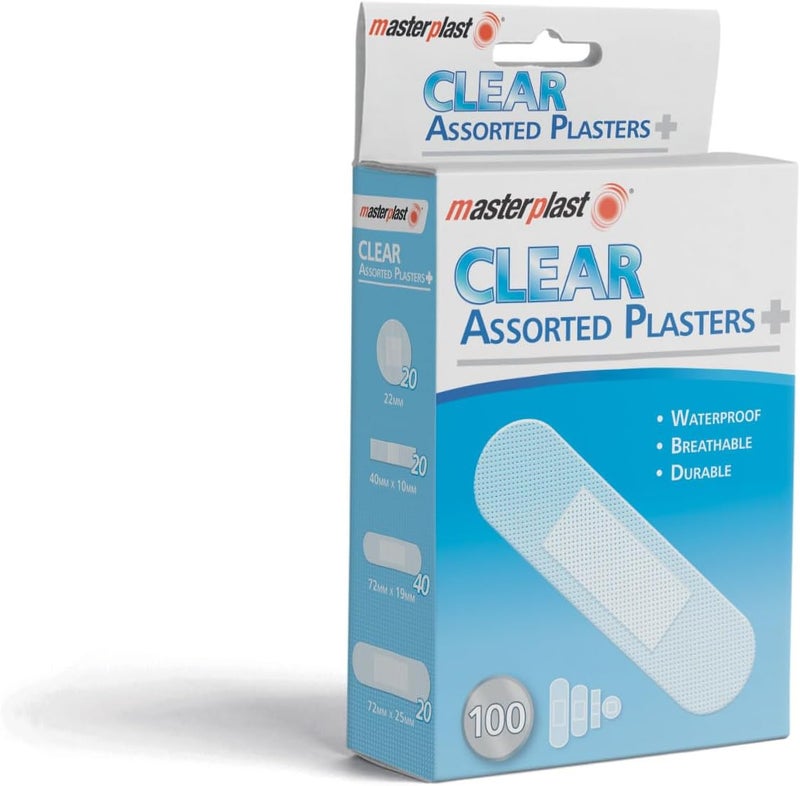 Masterplast 100 Clear Assorted Plasters Waterproof