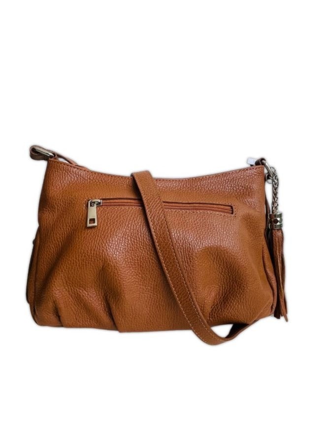 Effetty Women's casual leather shoulder bag made in Italy, Made of genuine leather, Brown - Image 1