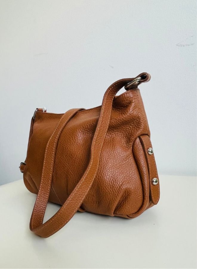Effetty Women's casual leather shoulder bag made in Italy, Made of genuine leather, Brown - Image 4