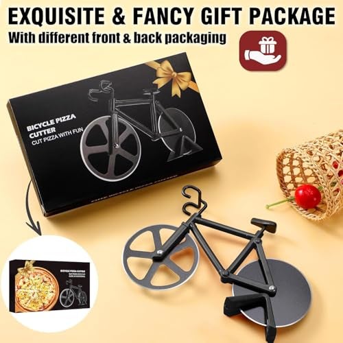 Rexez Bicycle Pizza Cutter Wheel Gifts for Cyclists, Men, Dad, Bike Lovers Funny Kitchen Gadgets Cool, Christmas, Birthday, White Elephant Gifts Stainless Steel Pizza Slicer (Multi-Colour) - Image 3