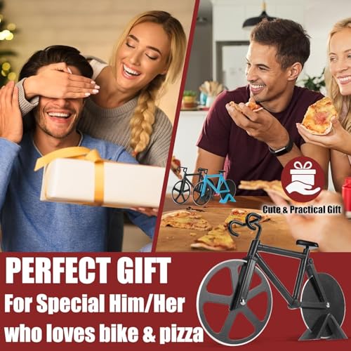 Rexez Bicycle Pizza Cutter Wheel Gifts for Cyclists, Men, Dad, Bike Lovers Funny Kitchen Gadgets Cool, Christmas, Birthday, White Elephant Gifts Stainless Steel Pizza Slicer (Multi-Colour) - Image 5