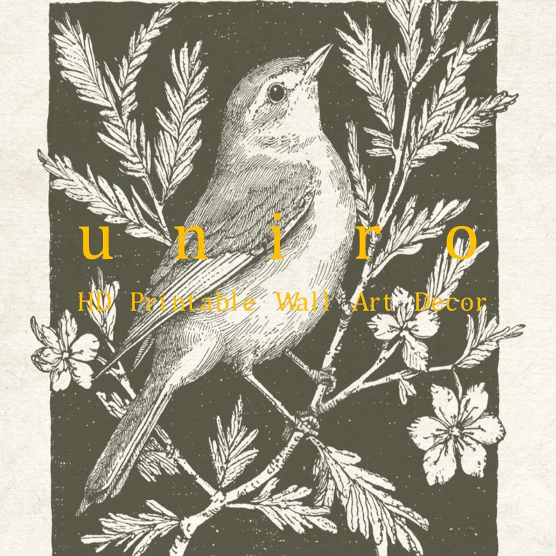 uniro Wall Art Canvas Print Vintage Bird Wall Art Canvas Sparrow Farmhouse Pictures Neutral Sketch bird Canvas Oil Painting Nursery Decor Modern Home and Bedroom Decoration (8" x 10" UNFRAMED) - Image 5
