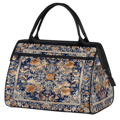 cfpolar Carpet Flower Pattern Gym Bag for Women Men Travel Sports Duffel Bag with Trolley Sleeve Waterproof Sport Weekender Overnight Bags Carry On Tote Bag for Travel Gym Sport - Image 1