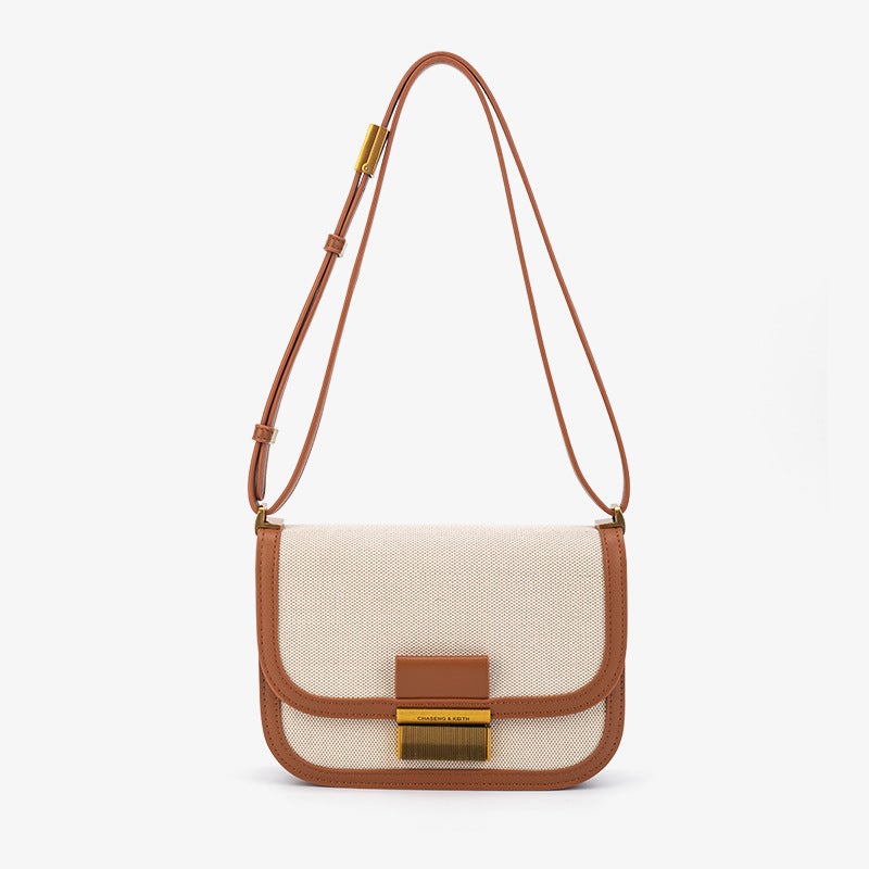 2024 Trendy Womens Shoulder Tofu Bag off white/brown 