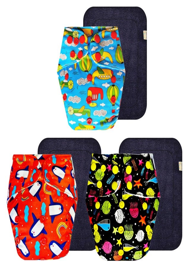 Dumbledo Premium Cloth Diaper with Black Insert (Pack of 3) | Snug Fit | Leakproof | Travel Friendly | Worry-Free Diapering | 3 Months - 3 Years | Unisex Baby - Image 1