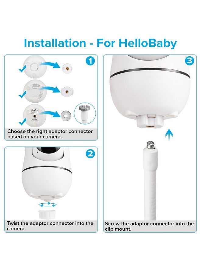 wochel Flexible Baby Monitor Mount Compatible with HelloBaby HB65/HB40/HB6550/HB66/HB6339/HB6550 Pro, ANMEATE SM935E, Baby Camera Mount Without Tools or Wall Damage - Image 5