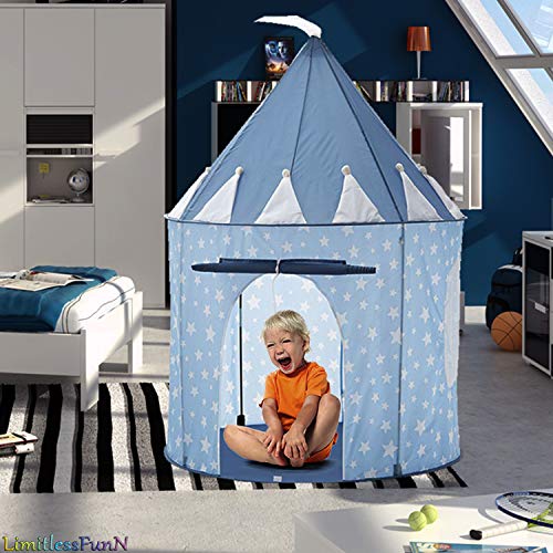 LimitlessFunN Pop Up Kids Play Tent Includes Star Lights Carrying Case Children Indoor Castle Playhouse for Toddlers Boys Girls 41 D x 41 W x 53 H - Image 5