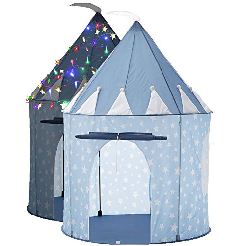 LimitlessFunN Pop Up Kids Play Tent Includes Star Lights Carrying Case Children Indoor Castle Playhouse for Toddlers Boys Girls 41 D x 41 W x 53 H - Image 1