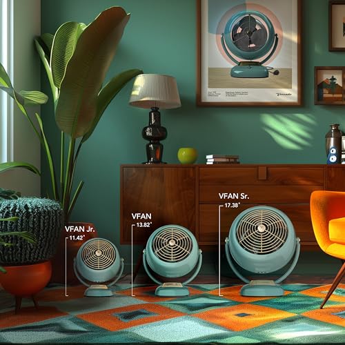Vornado VFAN™ Sr. Vintage Fan, Large Retro Metal Air Circulator for Cooling & Decor, 3 Speed Settings, Adjustable Tilt, Durable Construction, Powerful Cooling Airflow, Floor Fan for Home, Green - Image 2