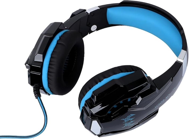 Wired Gaming Headset with Microphone Blue LED Lights for PC Console Esports - Image 1