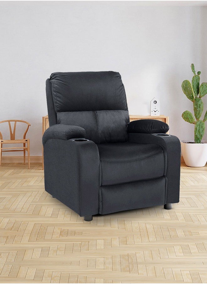 REGAL IN HOUSE Cinematic Velvet Upholstered Classic Recliner Chair With Bed Mode - Dark Grey - 90x95x80cm Wood Material 