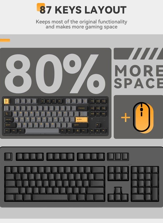DAREU EK87PRO 80% Wireless Mechanical Gaming Keyboard,TKL Tri-Mode RGB Keyboard with Hot-Swappable,PBT Keycaps,Gasket Mount,6-Layer Padding for Win/Mac - Image 3