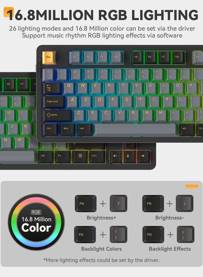DAREU EK87PRO 80% Wireless Mechanical Gaming Keyboard,TKL Tri-Mode RGB Keyboard with Hot-Swappable,PBT Keycaps,Gasket Mount,6-Layer Padding for Win/Mac - Image 5