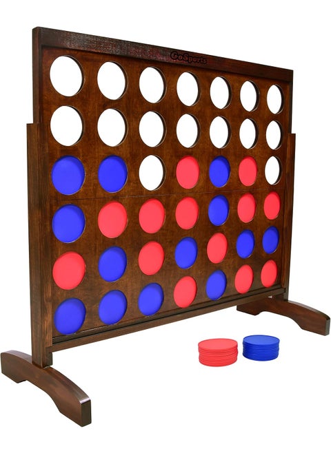 GoSports 4 Foot Width Giant Portable 4 in a Row Game  Huge Size with Carry Case and Rules Brown