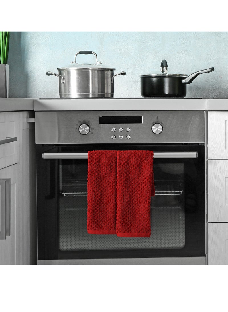 Infinitee Xclusives Infinitee Xclusives Premium Kitchen Towels – Pack of 3, 100% Cotton (15 x 25 Inches) 40cm x 70cm Absorbent Dish Towels - 425 GSM Tea Towel, Terry Kitchen Dishcloth Towels- Red Dish Cloth for Household Cleaning  - Image 4