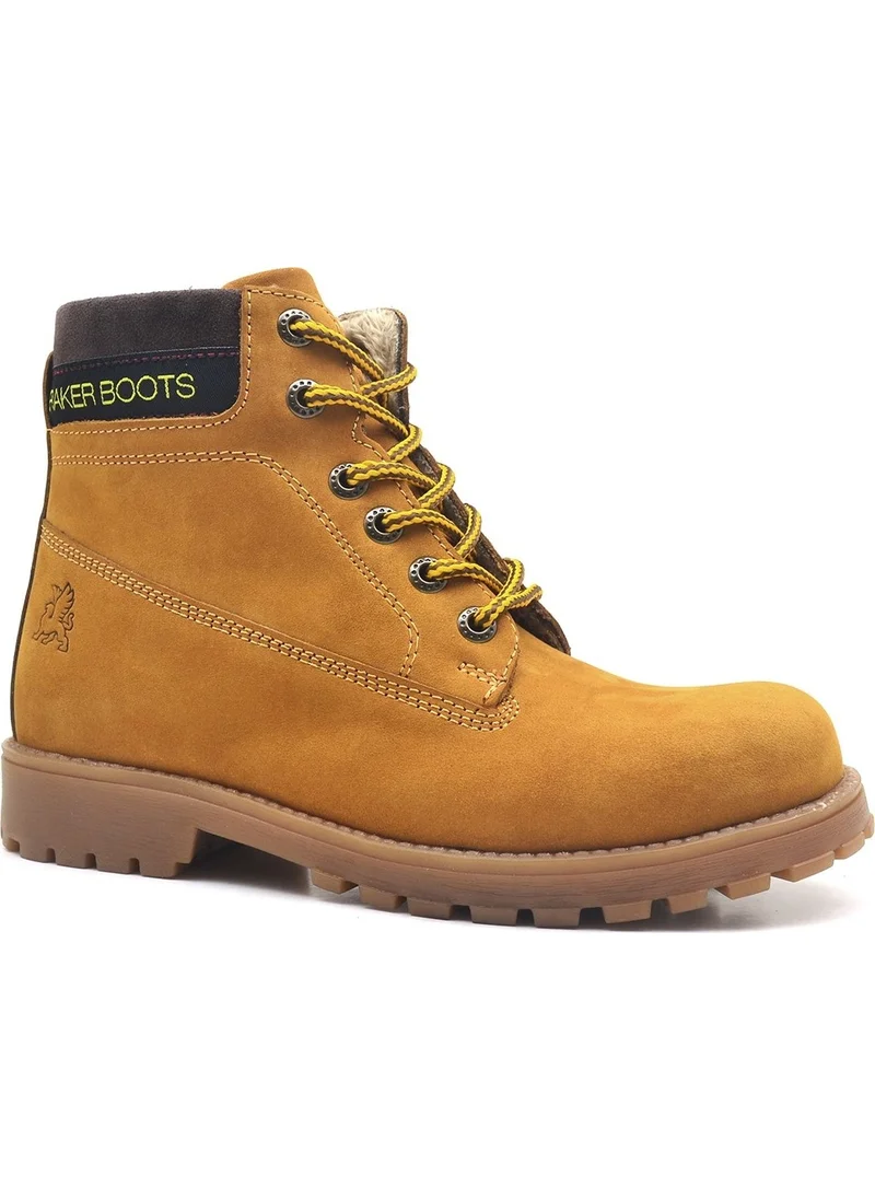 Raker Neson Leather Comfortable Yellow Zipper Unisex Kids Boots