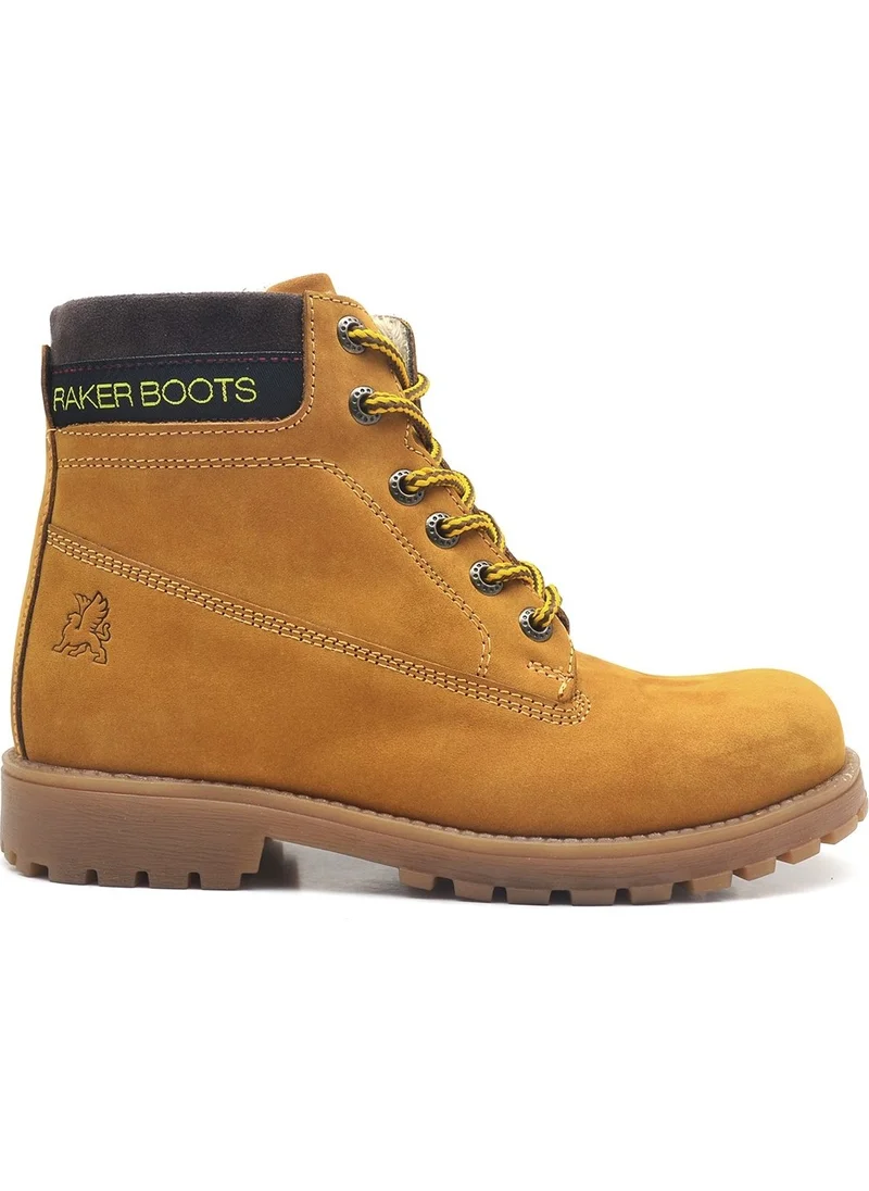 Raker Neson Leather Comfortable Yellow Zipper Unisex Kids Boots