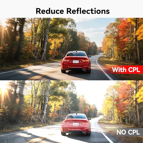 REDTIGER F17 Circular Polarizing Lens, CPL Filter for Dash Cam, Lens Protection for F17, Effect Filters Support F17, Reduce Glare & Reflection - Image 2