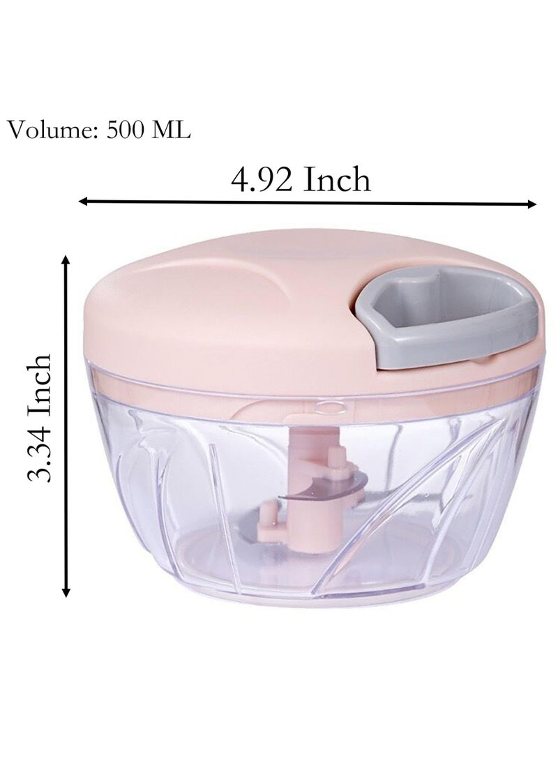 Eotia Manual Food Processor 500ml – Hand Pull Vegetable Chopper & Mixer with Stainless Steel Blades and Transparent Bowl - Image 4