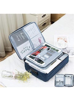 ماركة غير محددة A4 Letter Size Document Organizer with Password Lock, Portable File Holder with 2 Separators Multi-Function Document Storage Bag for Laptop, Contracts, passports, certificates(Navy Blue)  - Image 2