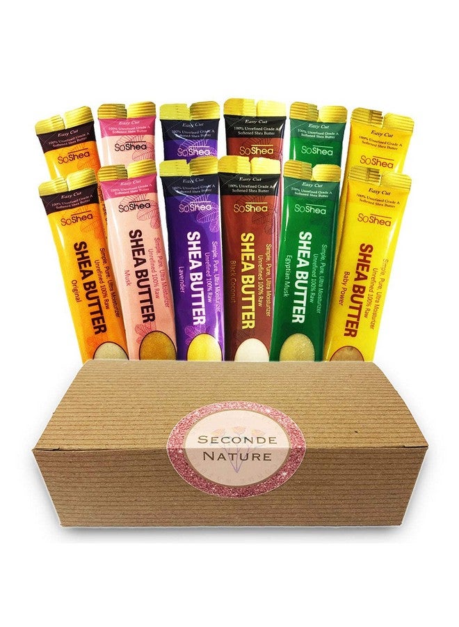 Seconde Nature Soshea Whipped African Shea Butter Sampler For All Hair Textures & Skin Types Unrefined Grade A 100% Raw Original Musk Lavender Black Coconut Egyptian Musk Baby Powder Pack Of 12 X 0.75 Oz - Image 2