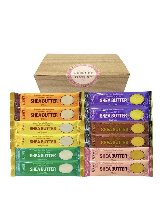 Seconde Nature Soshea Whipped African Shea Butter Sampler For All Hair Textures & Skin Types Unrefined Grade A 100% Raw Original Musk Lavender Black Coconut Egyptian Musk Baby Powder Pack Of 12 X 0.75 Oz - Image 1