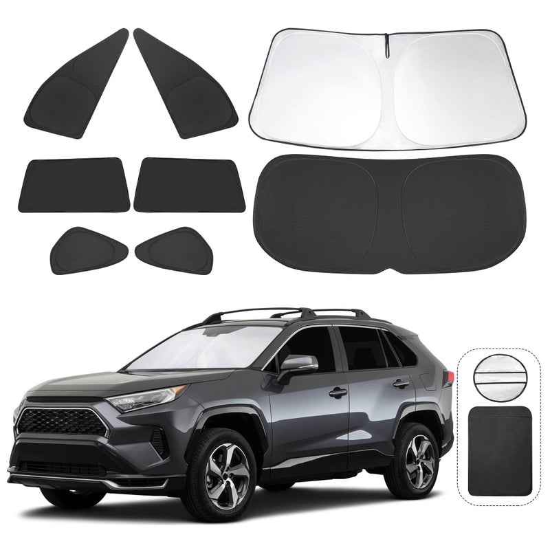 TINGLU Window Shades for Toyota RAV4 20192024 2025 Accessories Car Side Full Windows Rear Triangular Windshield Sun Shade Sun UV Rays Privacy Protection for CampingNappingand Relaxing 8PCS