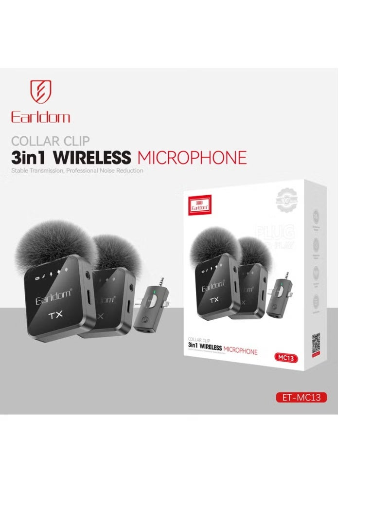 Earldom “Earldom 3-in-1 Wireless Lavalier Microphone – Portable Clip-On Mic for Smartphones, Cameras & PCs” - Image 2