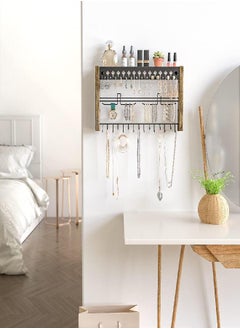 J JACKCUBE DESIGN J JACKCUBE DESIGN Rustic Wood Wall Mount Jewelry Organizer with Metal Hooks for Necklaces Earrings and Bracelets (Wood) : MK460A  - Image 2