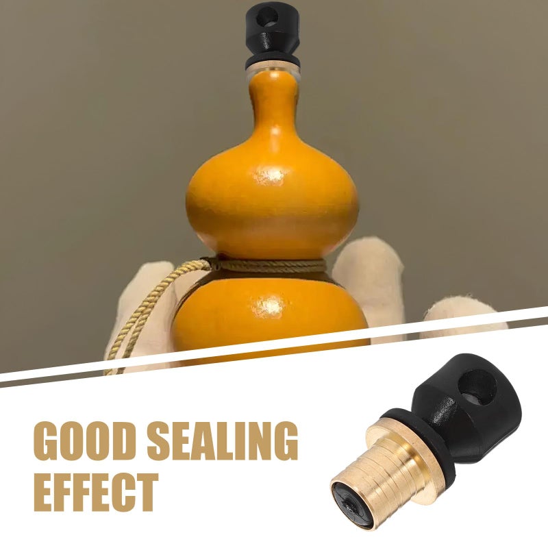 Decorative Gourd Wine Bottle Stopper with Copper Rim Reusable Sealing Plug - Image 4