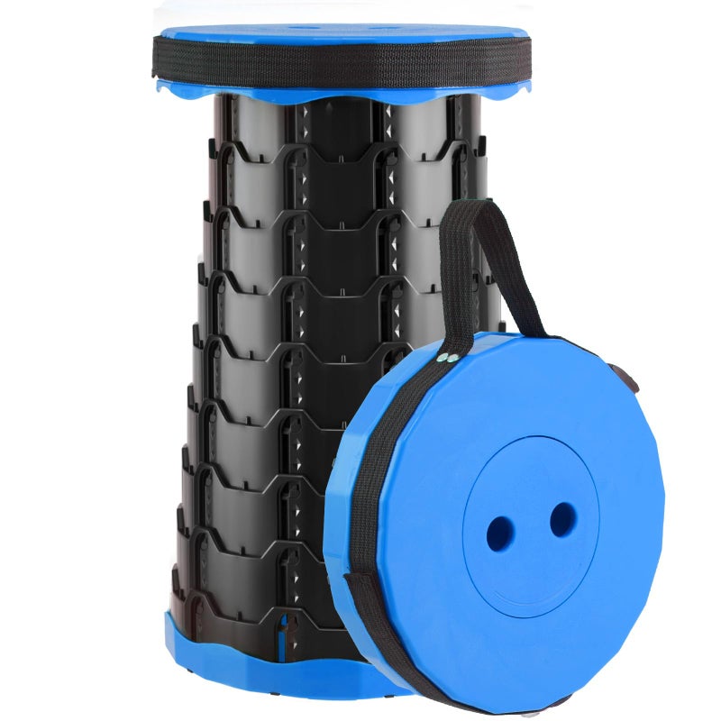 Doseno Upgraded Foldable Stool Thickened, Portable Collapsible Stool Retractable Stool for Fishing, Hiking Tours, BBQ, Parties, Outdoor Activities (Blue, 1pack) - Image 1