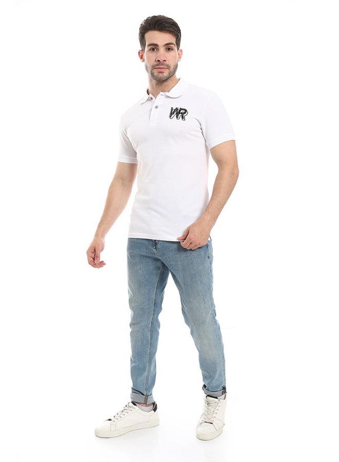 WHITE RABBIT Plain Comfy White Polo Shirt  - Image 4