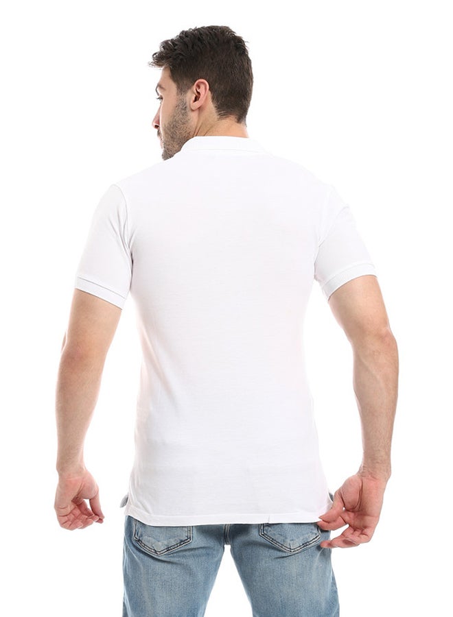 WHITE RABBIT Plain Comfy White Polo Shirt  - Image 3