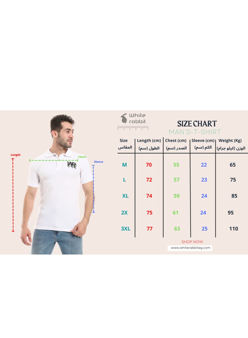 WHITE RABBIT Plain Comfy White Polo Shirt  - Image 5