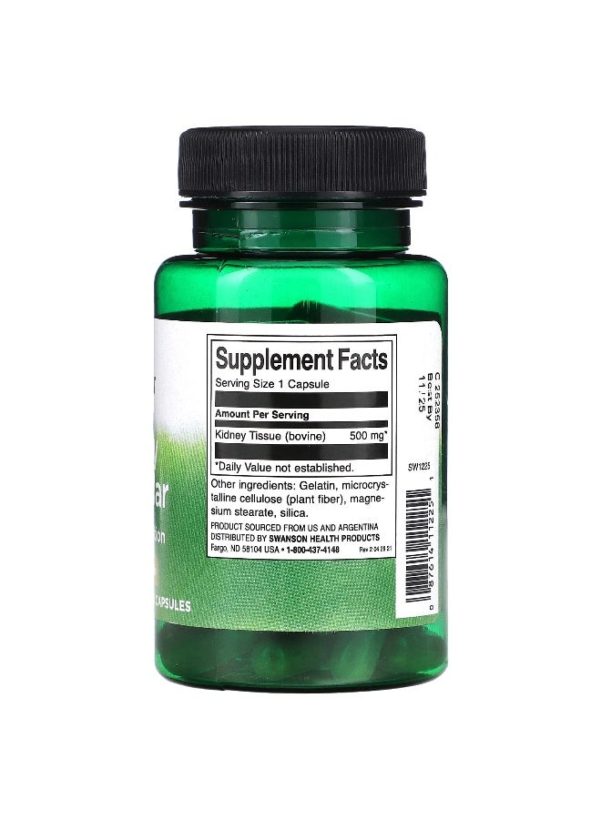 SWANSON سوانسون، غدة الكلى، 500 ملغ، 60 كبسولة - Image 2