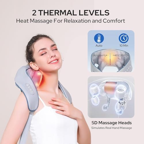 DADLM® Necck and Back Massager, Necck Massager with Heating, Body Massager for Body Aches and Pains Relief, Electric Wearable 5D Cervical Neck Massage Machine for Deep Tissue Neck, Back, Shoulders, Waist and Legs (White) - Image 3